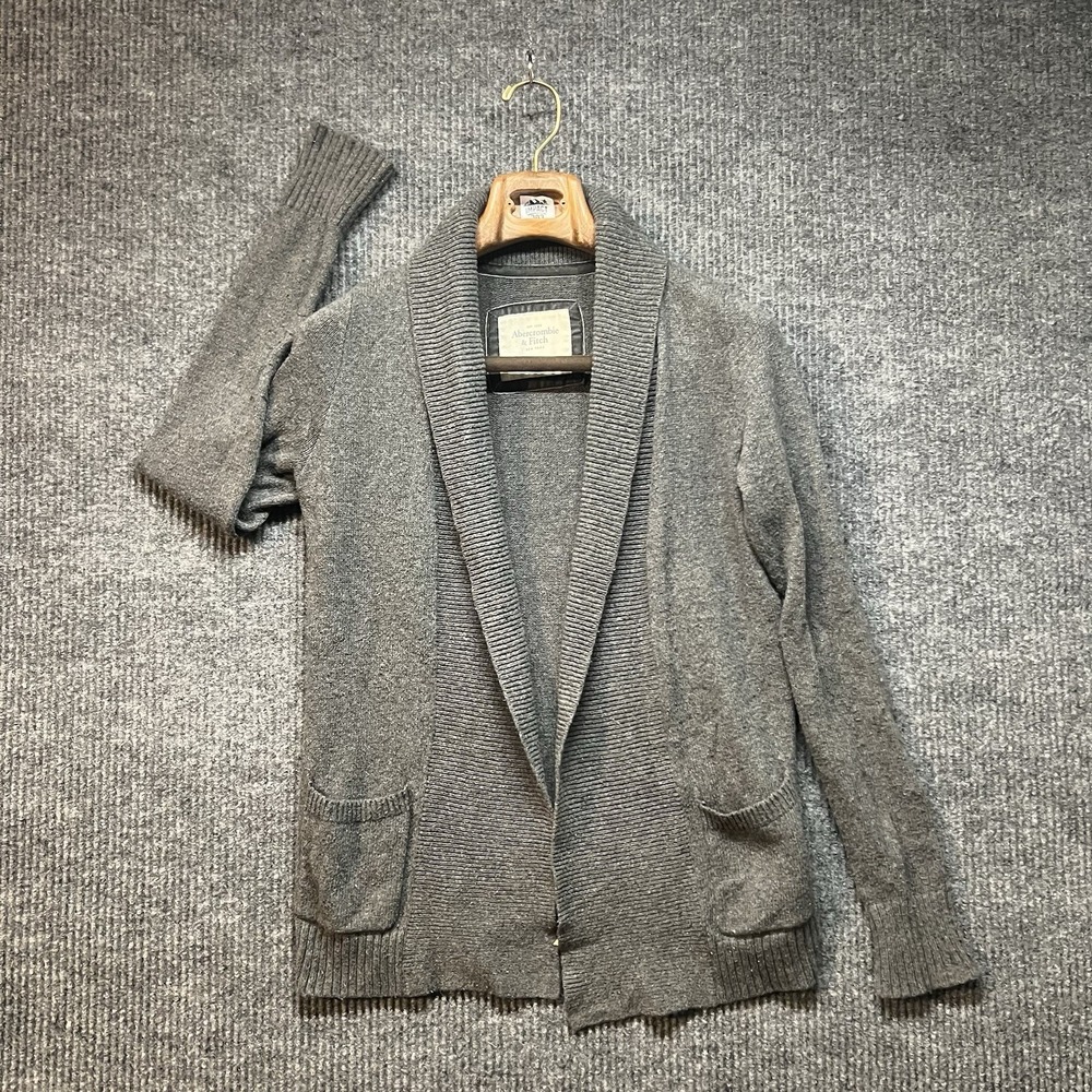 Y2K Abercrombie And Fitch‎ Womens Open Cardigan Size Medium Gray Office Casual